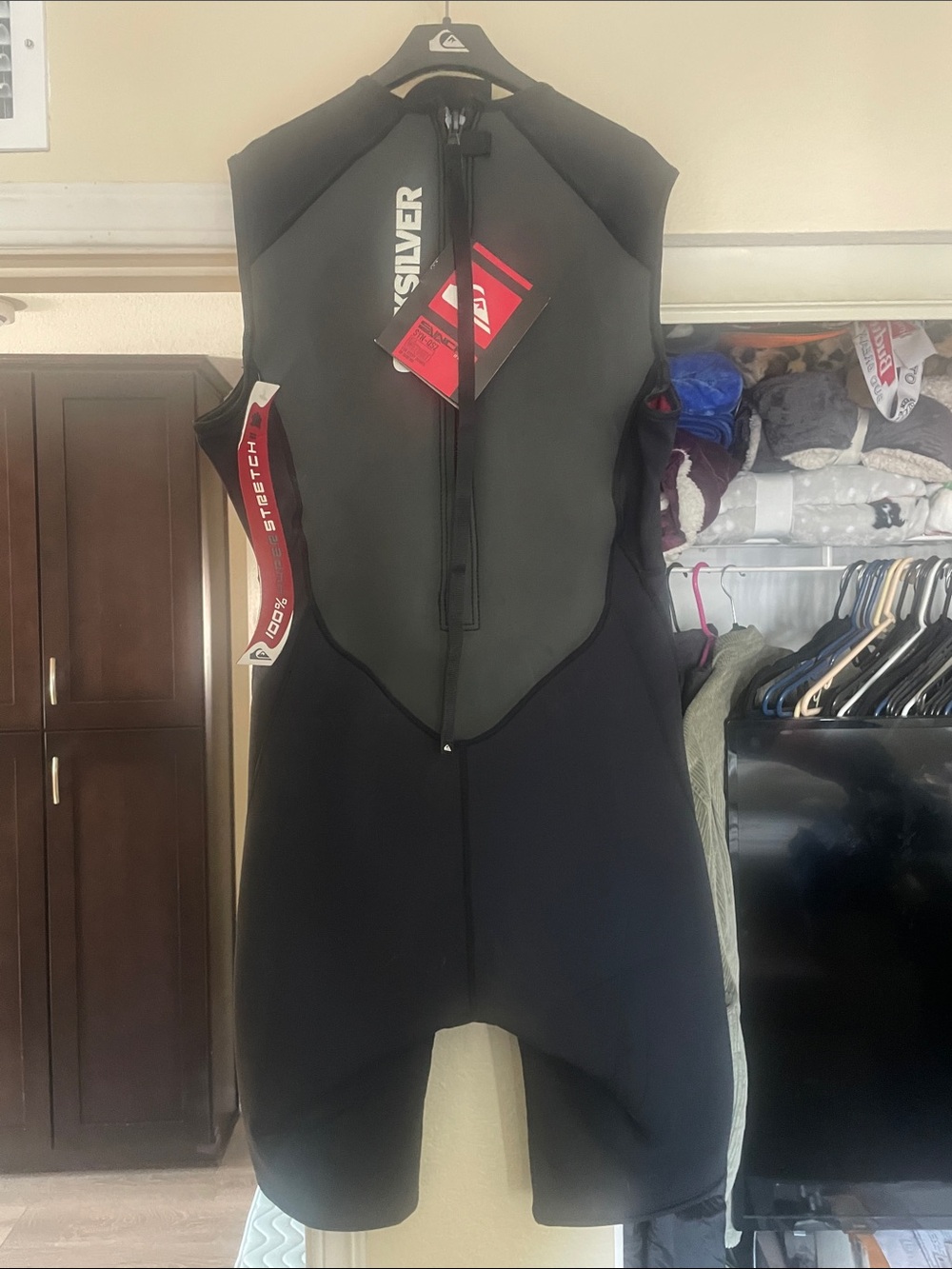 Brand new Quiksilver Black and Red Sleeveless Neoprene Wetsuit Shorts